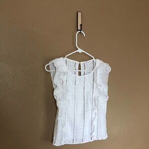 BB Dakota White Lace Sleeveless Blouse Size XS